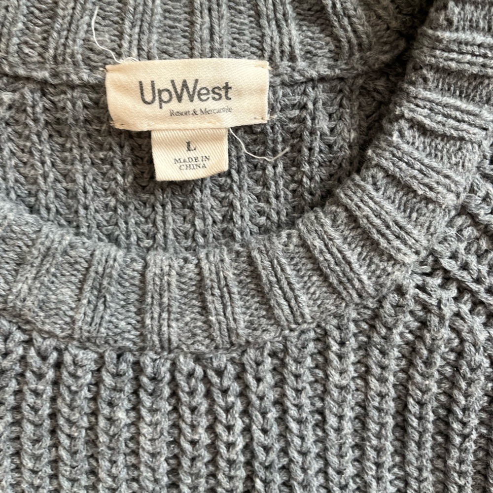 Upwest Men’s Grey Sweater L warm gray knit classy organic cotton - Picture 4 of 9